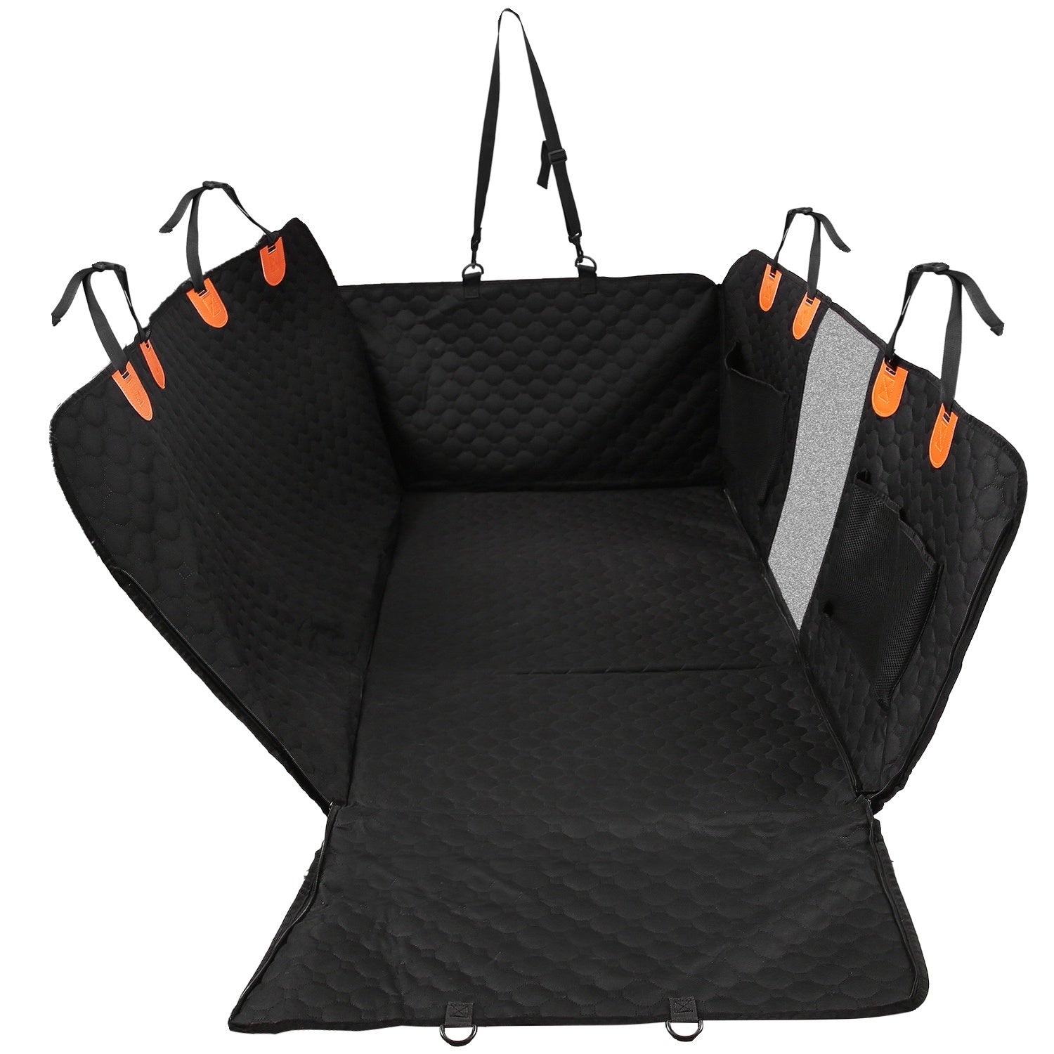 🔥 Premium Waterproof Dog Car Seat Cover – Mesh Window, Storage Pockets & Universal Fit