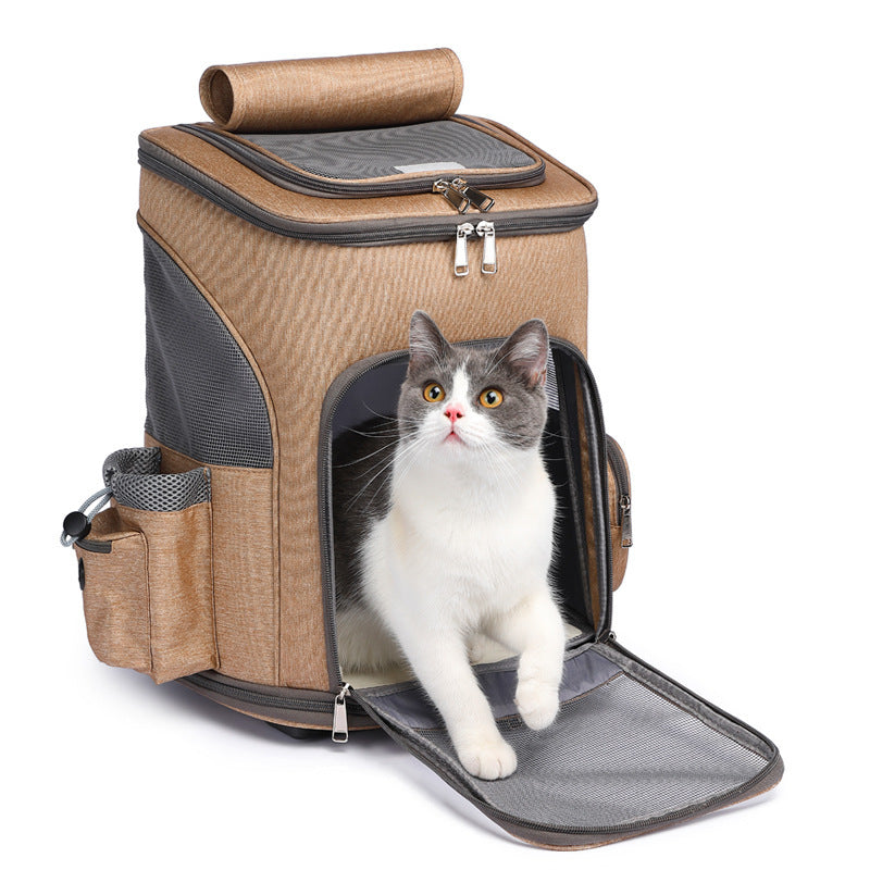 Deluxe Pet Travel Backpack with Wheels – Airline Approved & Foldable Design