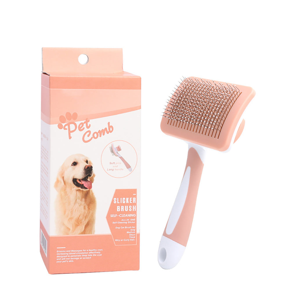Premium Self-Cleaning Slicker Brush for Dogs & Cats – One-Click Hair Remover, Gentle & Effective Grooming Tool for All Pets
