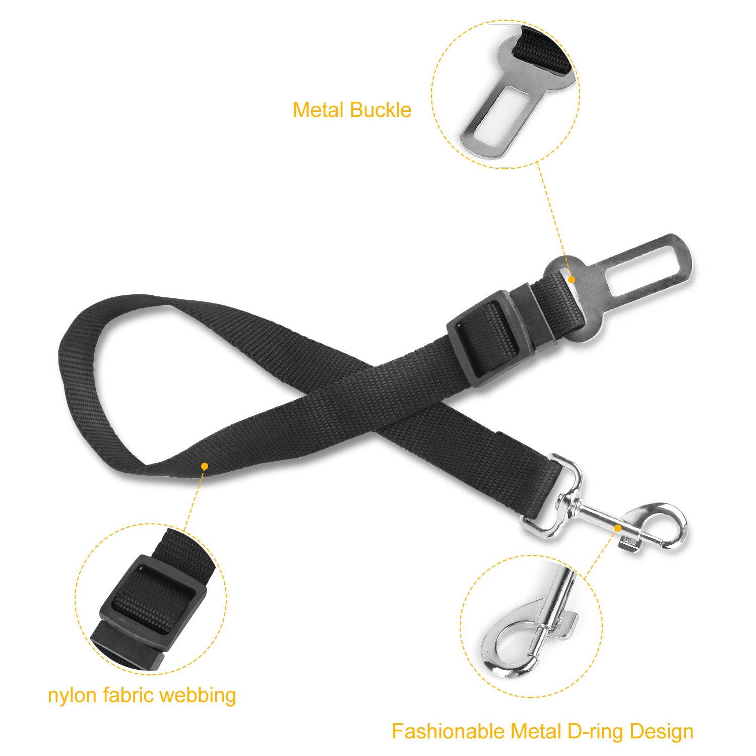2PCS Adjustable Pet Seat Belt Harness – Dog & Cat Safety Leash for Car Travel