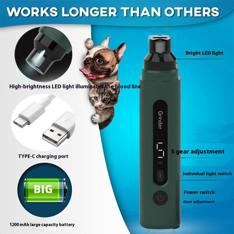 PawPerfect™ Nail Grinder – Ultra-Quiet, Rechargeable & 5-Speed Pet Claw Trimmer