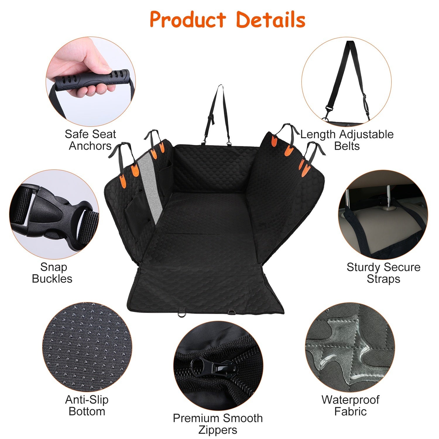 🔥 Premium Waterproof Dog Car Seat Cover – Mesh Window, Storage Pockets & Universal Fit