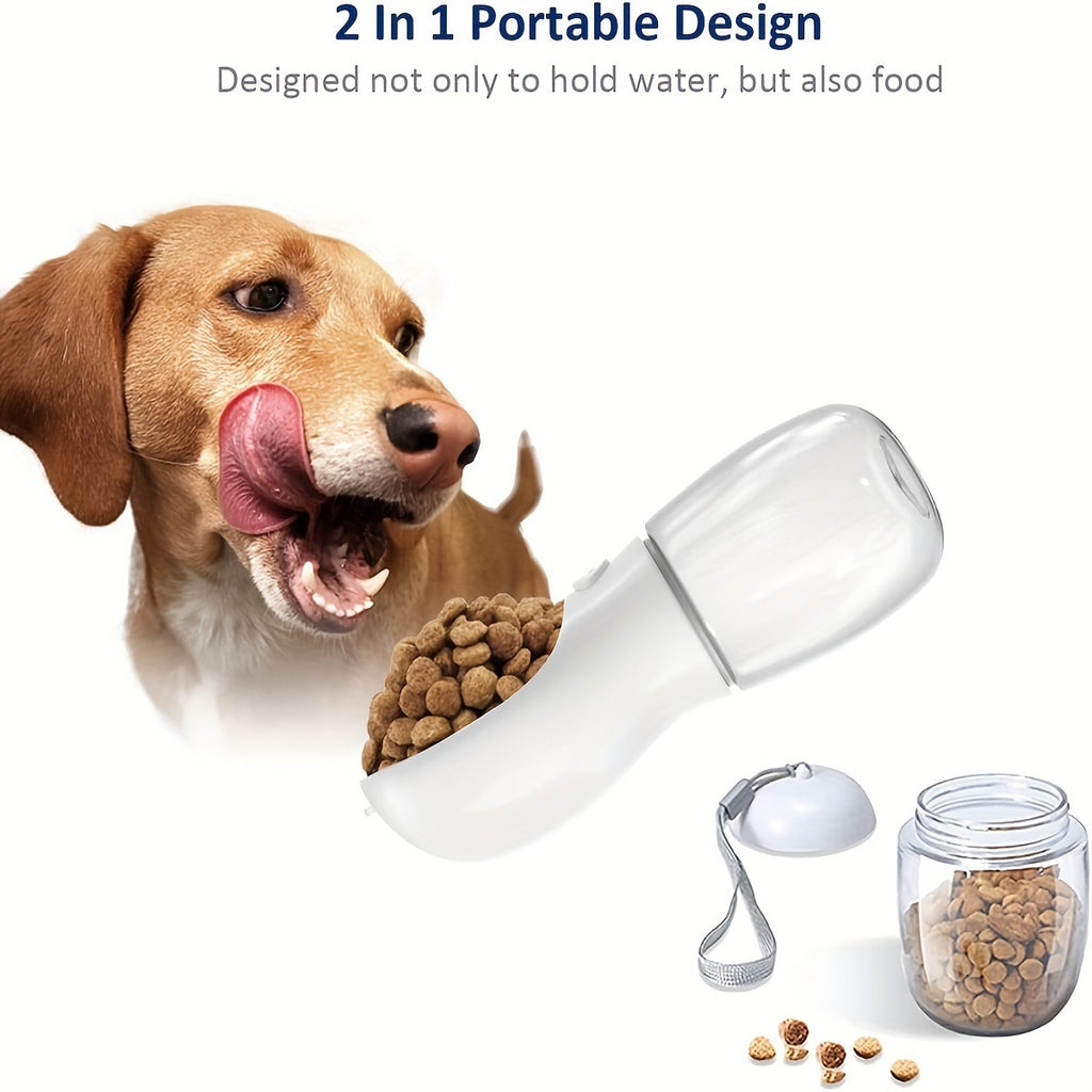 2-in-1 Portable Dog Water Bottle with Food Container – Leak-Proof Pet Travel Dispenser for Walking, Hiking & Outdoor Adventures