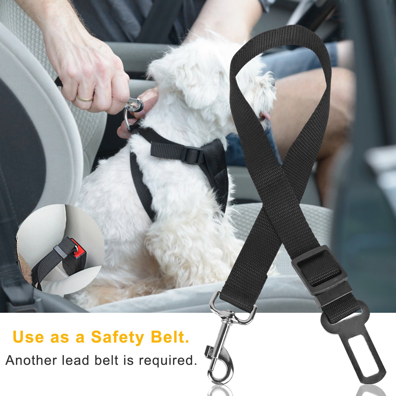 2PCS Adjustable Pet Seat Belt Harness – Dog & Cat Safety Leash for Car Travel