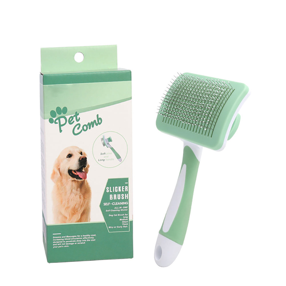 Premium Self-Cleaning Slicker Brush for Dogs & Cats – One-Click Hair Remover, Gentle & Effective Grooming Tool for All Pets