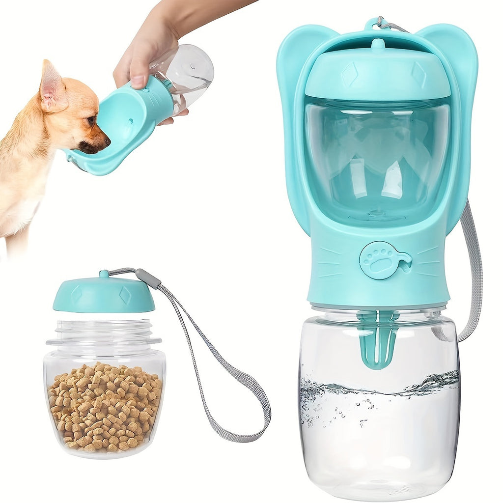 2-in-1 Portable Dog Water Bottle with Food Container – Leak-Proof Pet Travel Dispenser for Walking, Hiking & Outdoor Adventures