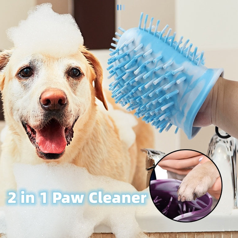 2-in-1 Dog Paw Cleaner Cup – Portable Silicone Pet Paw Washer & Grooming Brush