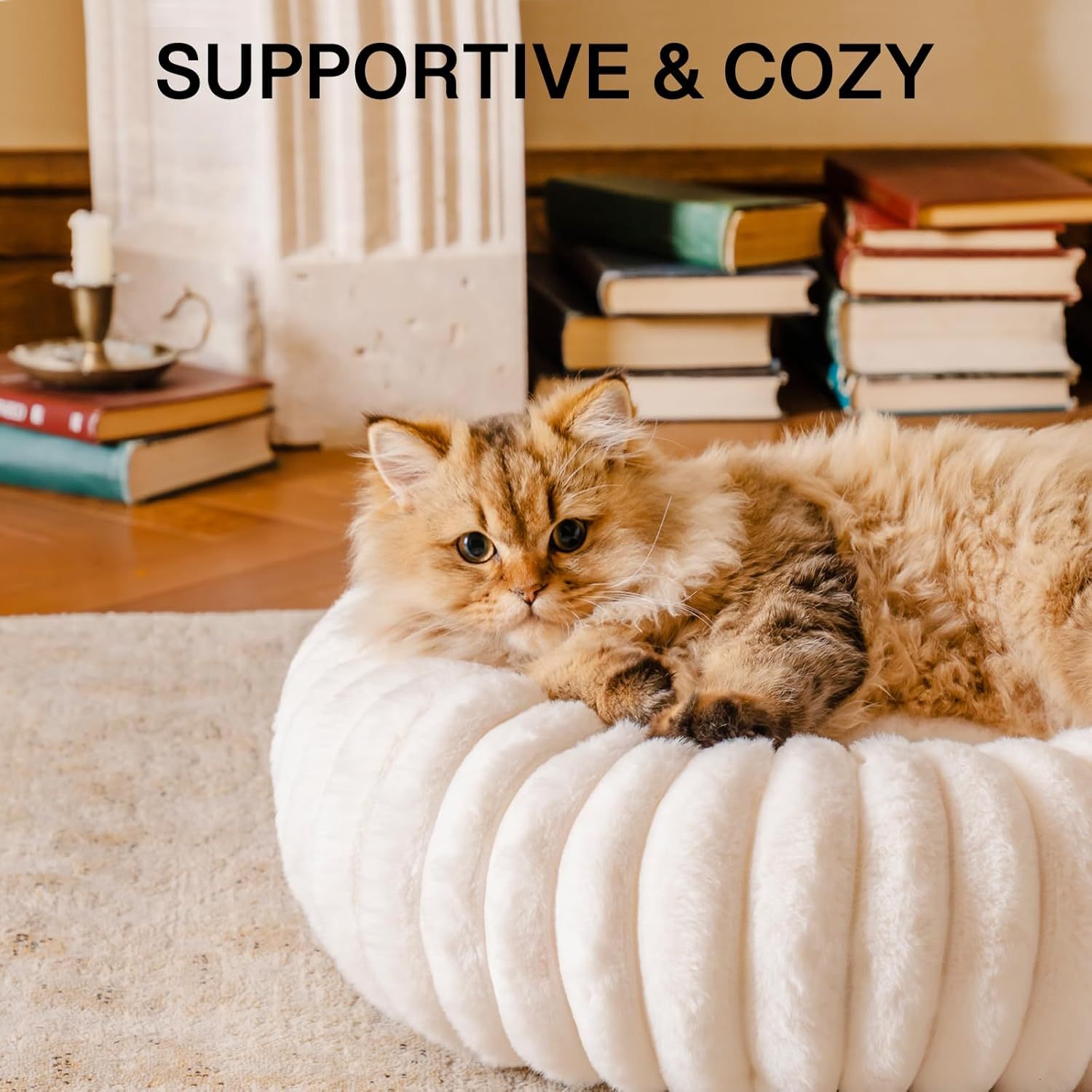 PawHaven™ Calming Donut Bed – Luxury Fluffy, Washable & Non-Slip Comfort for Dogs & Cats