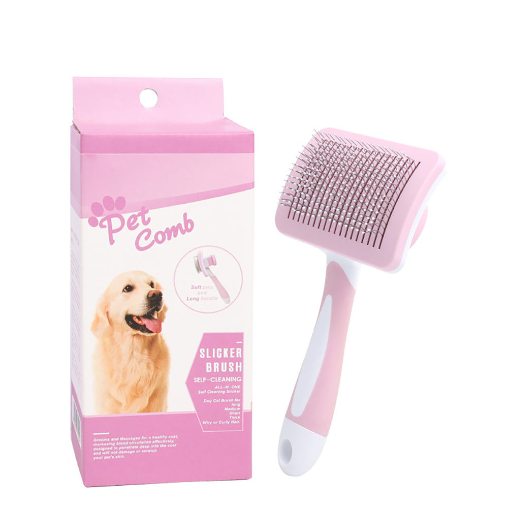 Premium Self-Cleaning Slicker Brush for Dogs & Cats – One-Click Hair Remover, Gentle & Effective Grooming Tool for All Pets