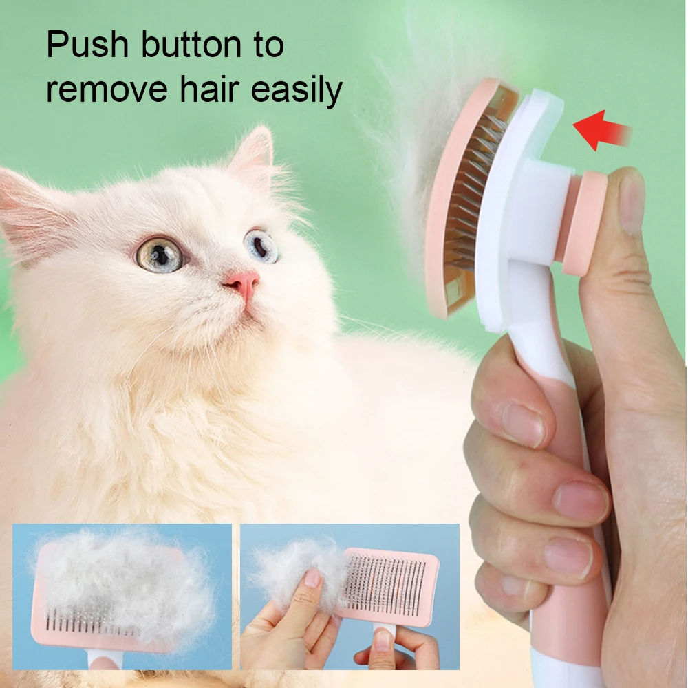 Premium Self-Cleaning Slicker Brush for Dogs & Cats – One-Click Hair Remover, Gentle & Effective Grooming Tool for All Pets