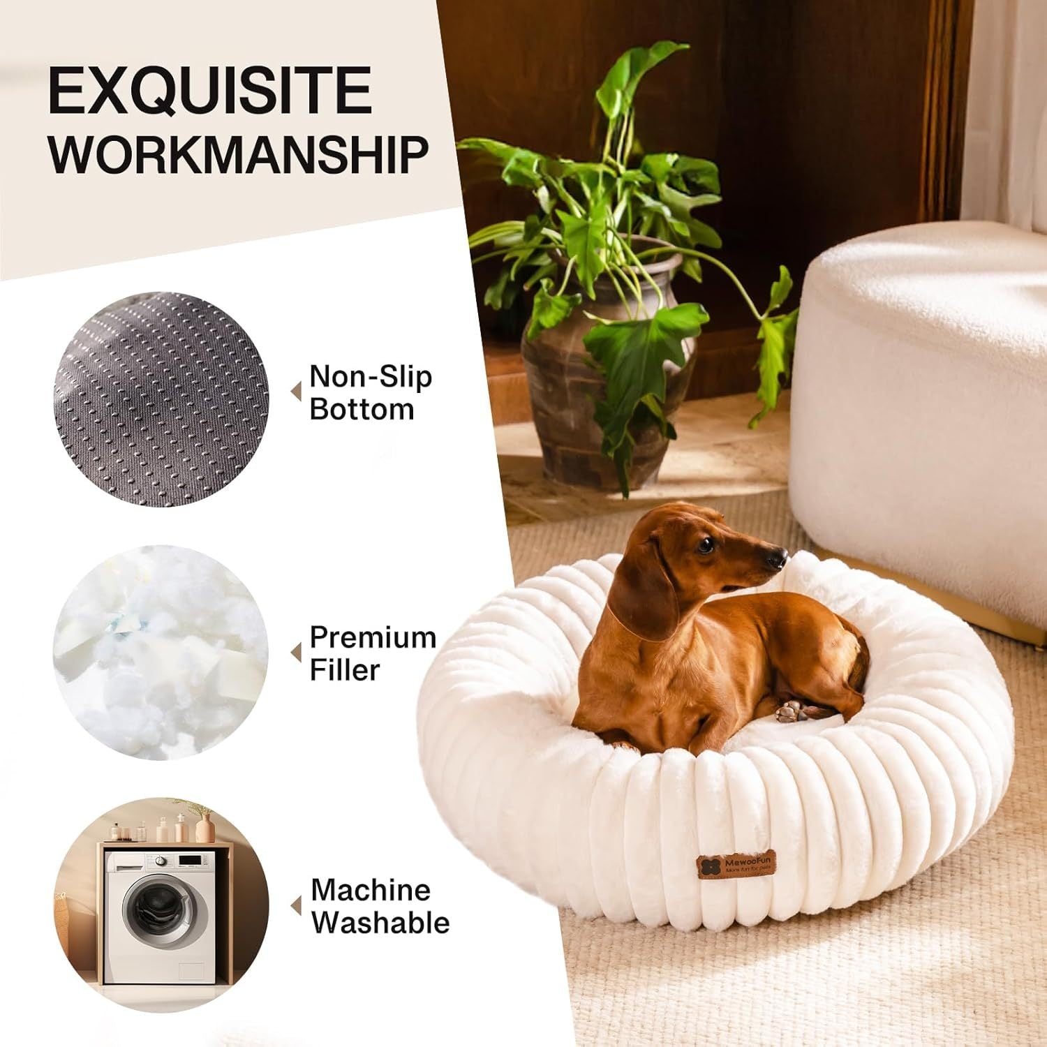 PawHaven™ Calming Donut Bed – Luxury Fluffy, Washable & Non-Slip Comfort for Dogs & Cats